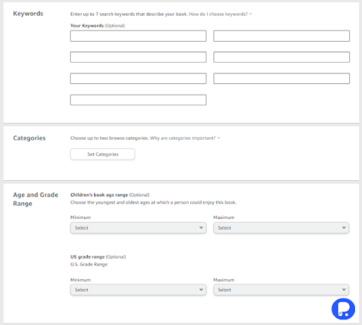 Pick your categories and keywords